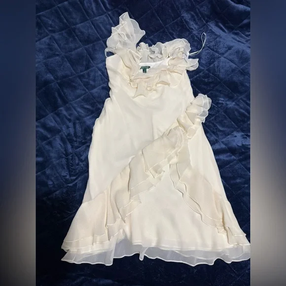 NEW💕Ralph Lauren Cream women’s Dress with Ruffles - Picture 3 of 8